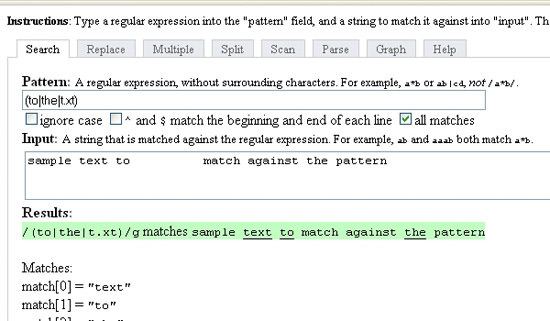 Input matches. String in a matching pattern REGEXP.